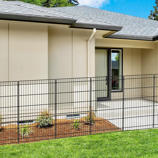 INJOPEXI Garden Fence Outdoor 6 Panels 13ft (L)×36in (H) Decorative Garden Fences with 6 Panels Rustproof Wire No Dig Metal Animal Barrier Dog Rabbit Fencing for Yard Lawn Patio - Without Fence Gate