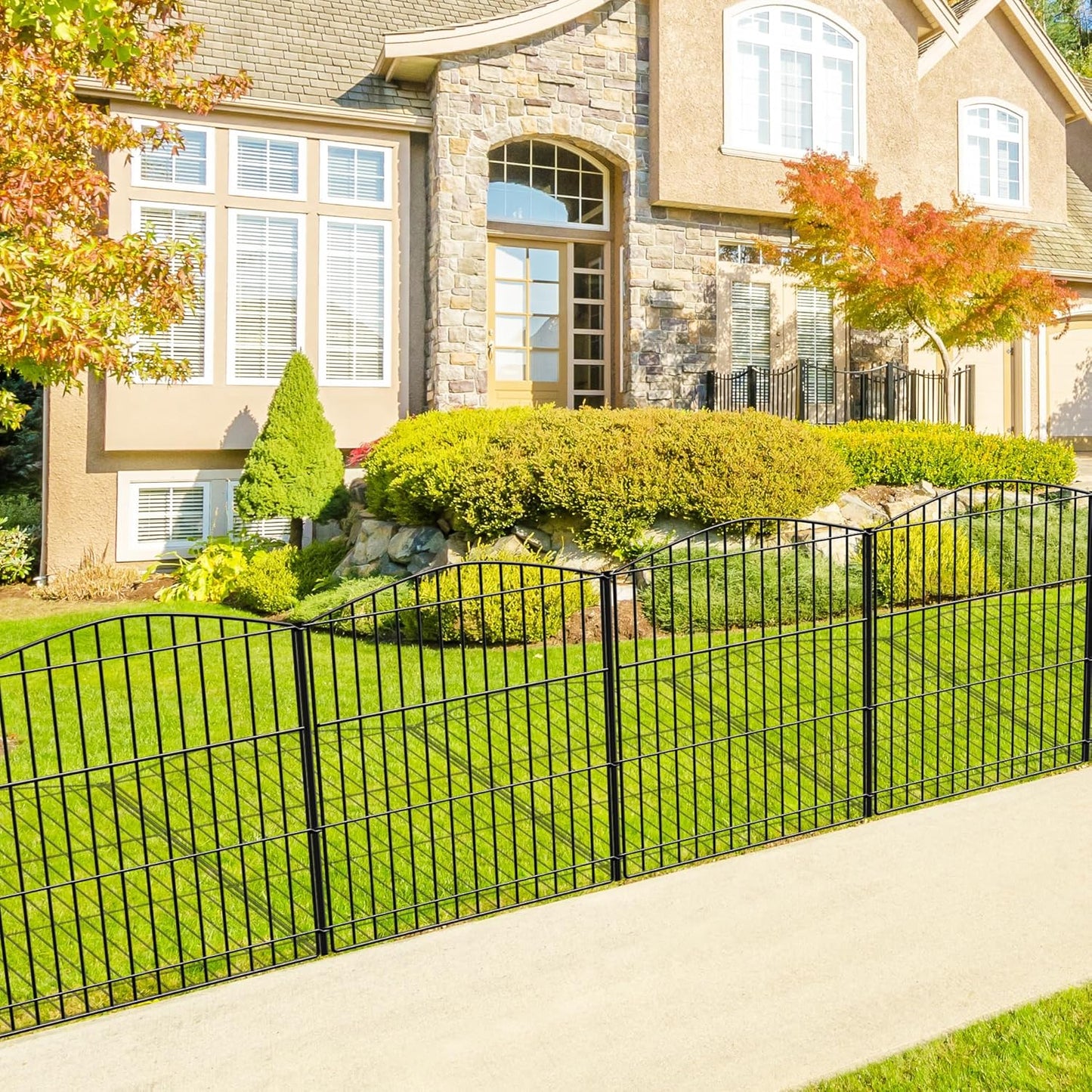 INJOPEXI Decorative Garden Fence 6 Panels 13ft (L)×36in (H) Animal Barrier Fences with 6 Panels Rustproof Metal Wire No Dig Rabbit Fencing Dog Fence for Outdoor Backyard Patio - Without Fence Gate