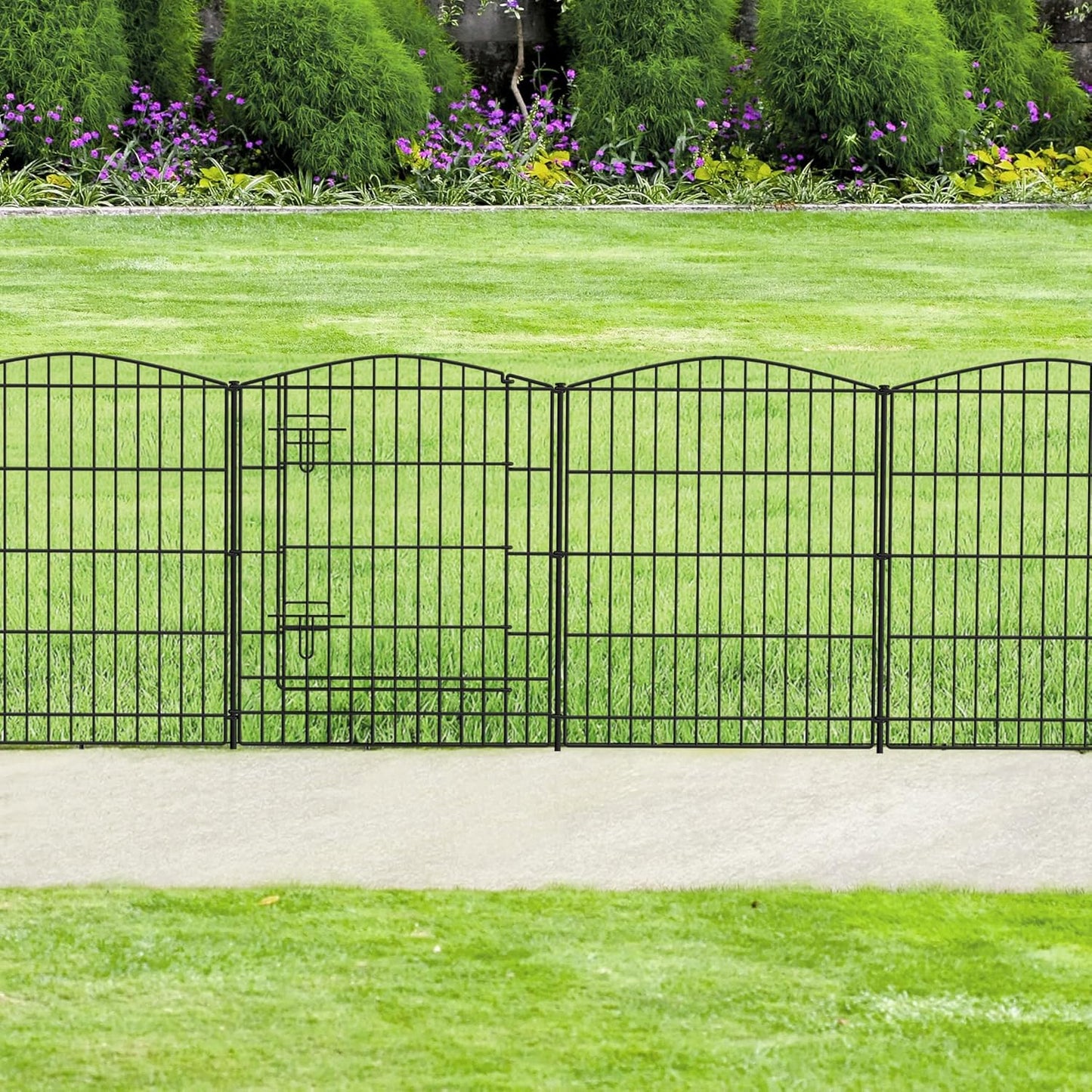 INJOPEXI Decorative Garden Fence 6 Panels 13ft (L)×36in (H) Animal Barrier Fences with 6 Panels Rustproof Metal Wire No Dig Rabbit Fencing Dog Fence for Outdoor Backyard Patio - Without Fence Gate