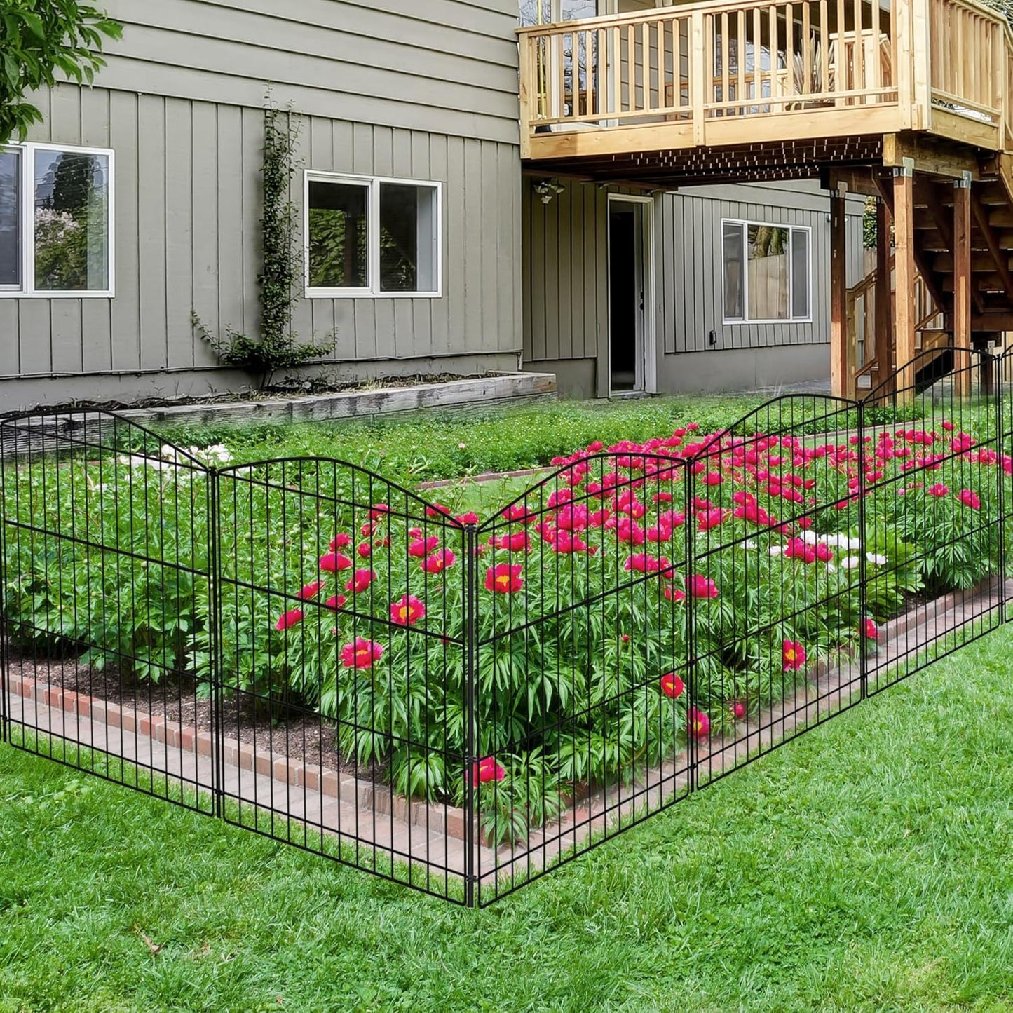 INJOPEXI Decorative Garden Fence 6 Panels 13ft (L)×36in (H) Animal Barrier Fences with 6 Panels Rustproof Metal Wire No Dig Rabbit Fencing Dog Fence for Outdoor Backyard Patio - Without Fence Gate