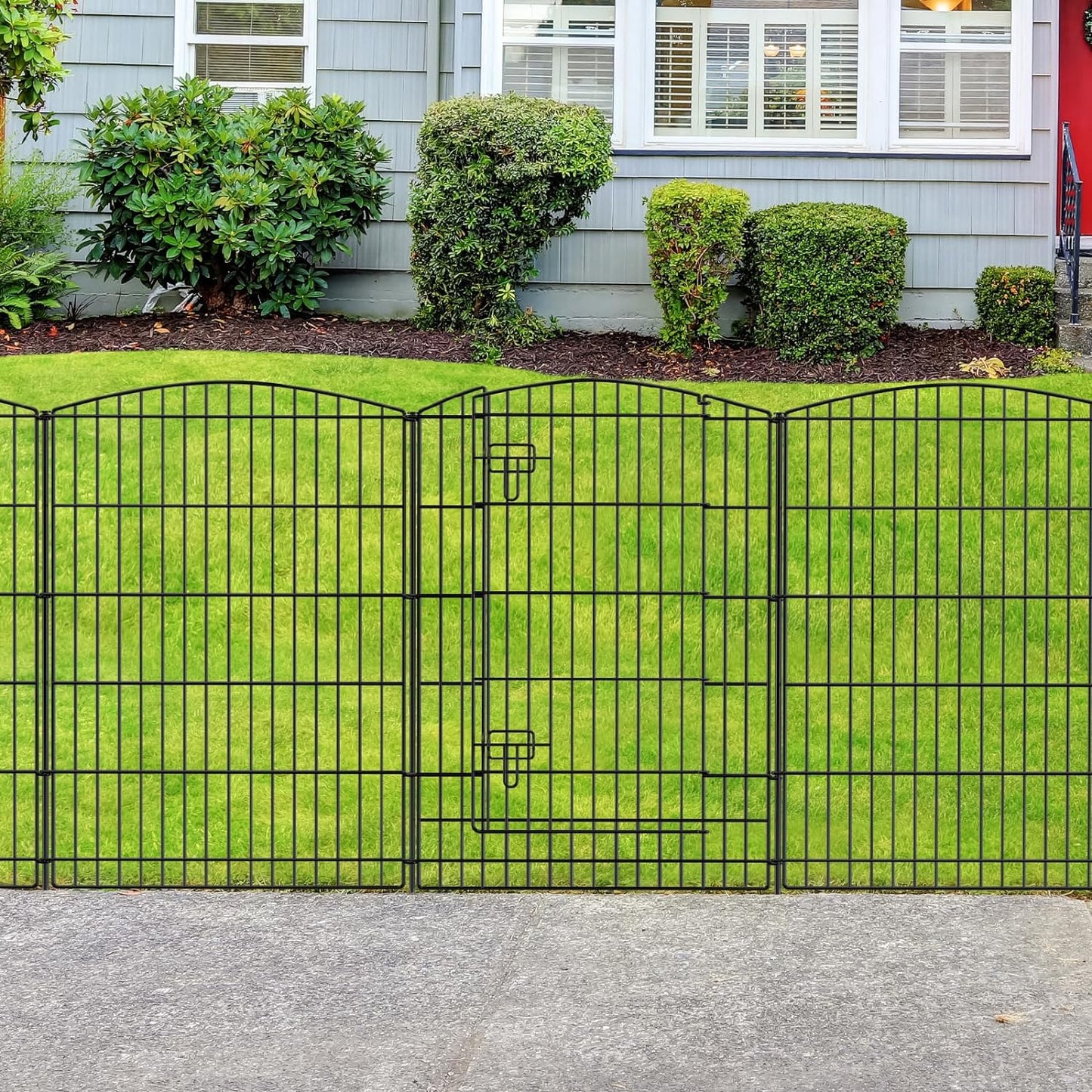 INJOPEXI Decorative Garden Fence 6 Panels 13ft (L)×36in (H) Animal Barrier Fences with 6 Panels Rustproof Metal Wire No Dig Rabbit Fencing Dog Fence for Outdoor Backyard Patio - Without Fence Gate