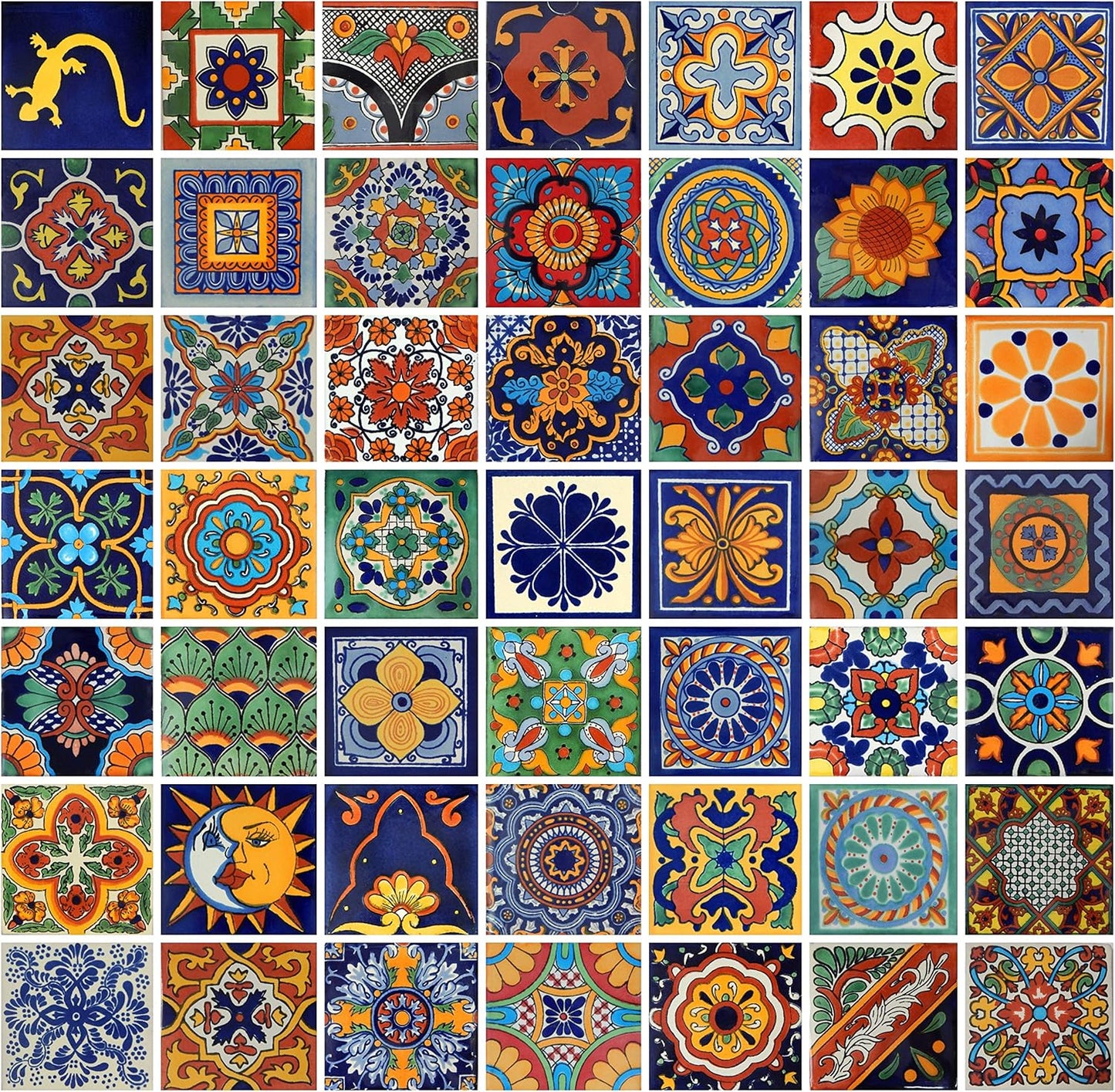 COLOR Y TRADICIÓN 100 Mexican Tiles 4x4 Handpainted Hundred Pieces 50 Different Designs