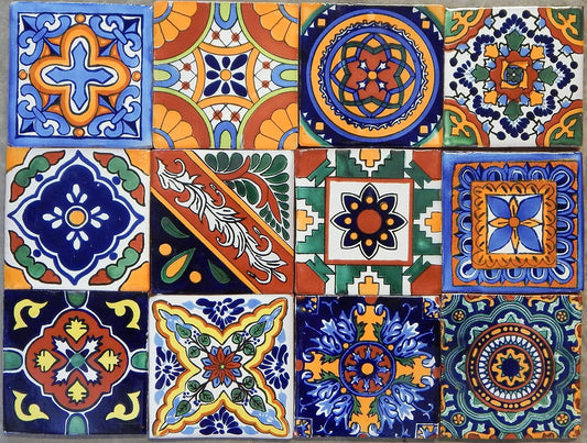 40 Mexican Talavera Tiles Hand Painted 6"x6" Stairs Backsplash 10 Designs